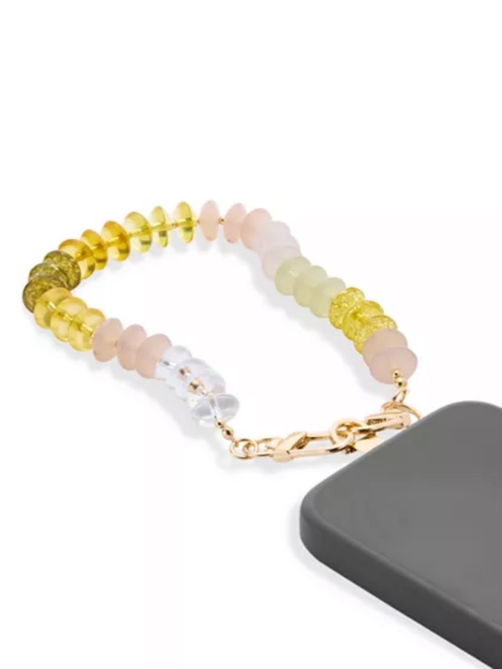 Beaded phone wristlet strap BEADED BAG CHARM yellow and pink Beaded phone chain